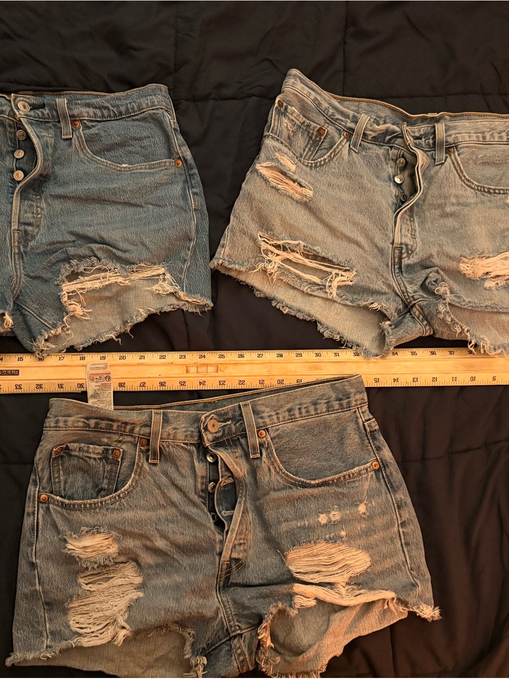 Lot of 3 Levi’s 501 Original Button Fly Distressed Cutoff Denim Shorts W30 W31